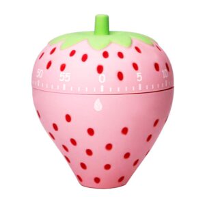 MONLIYA Kitchen Timer Cute Fruit Cookie Kitchen Timer | Novelty Manual Cooking Timer | Fun Shaped Mechanical Timer for Kitchen Alarm Home Desktop Decor (Strawberry) Windup