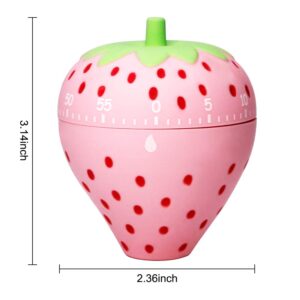 MONLIYA Kitchen Timer Cute Fruit Cookie Kitchen Timer | Novelty Manual Cooking Timer | Fun Shaped Mechanical Timer for Kitchen Alarm Home Desktop Decor (Strawberry) Windup