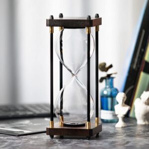fillable hourglass timer, black wooden frame decorative sand timer (empty hourglass, large size)