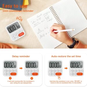 LIORQUE Kitchen Timer for Cooking, Magnetic Timer Clock with Large LCD Display, 3 Levels Volume, Shortcut Setting, Digital Timer for Kids Classroom Teacher (Battery Included)