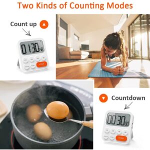 LIORQUE Kitchen Timer for Cooking, Magnetic Timer Clock with Large LCD Display, 3 Levels Volume, Shortcut Setting, Digital Timer for Kids Classroom Teacher (Battery Included)