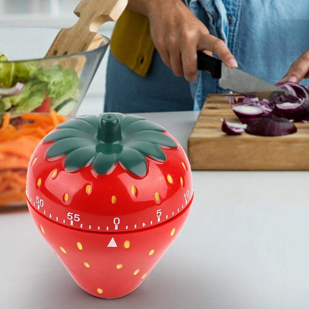 Mechanical Kitchen Timer Kitchen Reminder Alarm Clock Countdown Clock -Red Strawberry Shaped