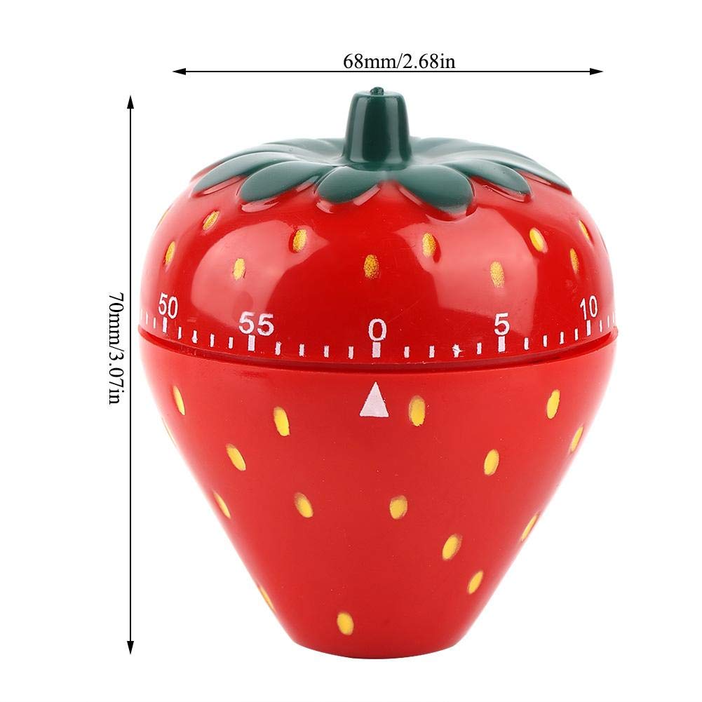 Mechanical Kitchen Timer Kitchen Reminder Alarm Clock Countdown Clock -Red Strawberry Shaped