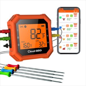 Cloud BBQ 500FT Digital Meat Thermometer Wireless Thermometer with Multy Probes Bluetooth Thermometer Kitchen Thermometer for Smoker Grilling Oven (FS-51)