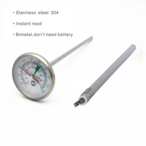 Efengcook Instant Read 1-3/4 Inch Food Thermometer with Clip,Best for The Coffee Drinks,Chocolate Milk Foam (White Dial 1)