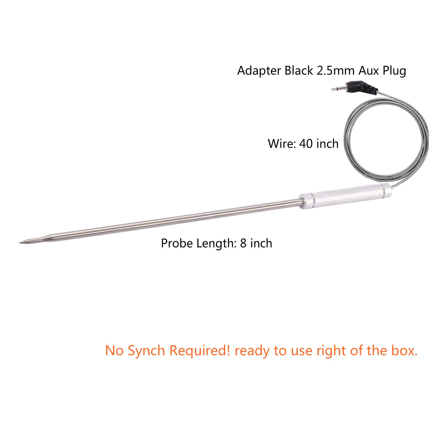 Replacement ThermoPro Probe for TP25 TP20 TP08S ThermoPro Probe with 2 Grill Meat Thermometer Probe and TP08 TP17 TP16 TP11 TP09 TP10 TP-07 TP06S TP04(not Included Clips)