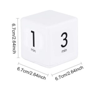 Cube Timer 5, 15, 30 and 60 Minutes for Time Management (White) Kitchen Timer, Kids Timer, Workout Timer with Adjusted Volume,Not Included Batteries