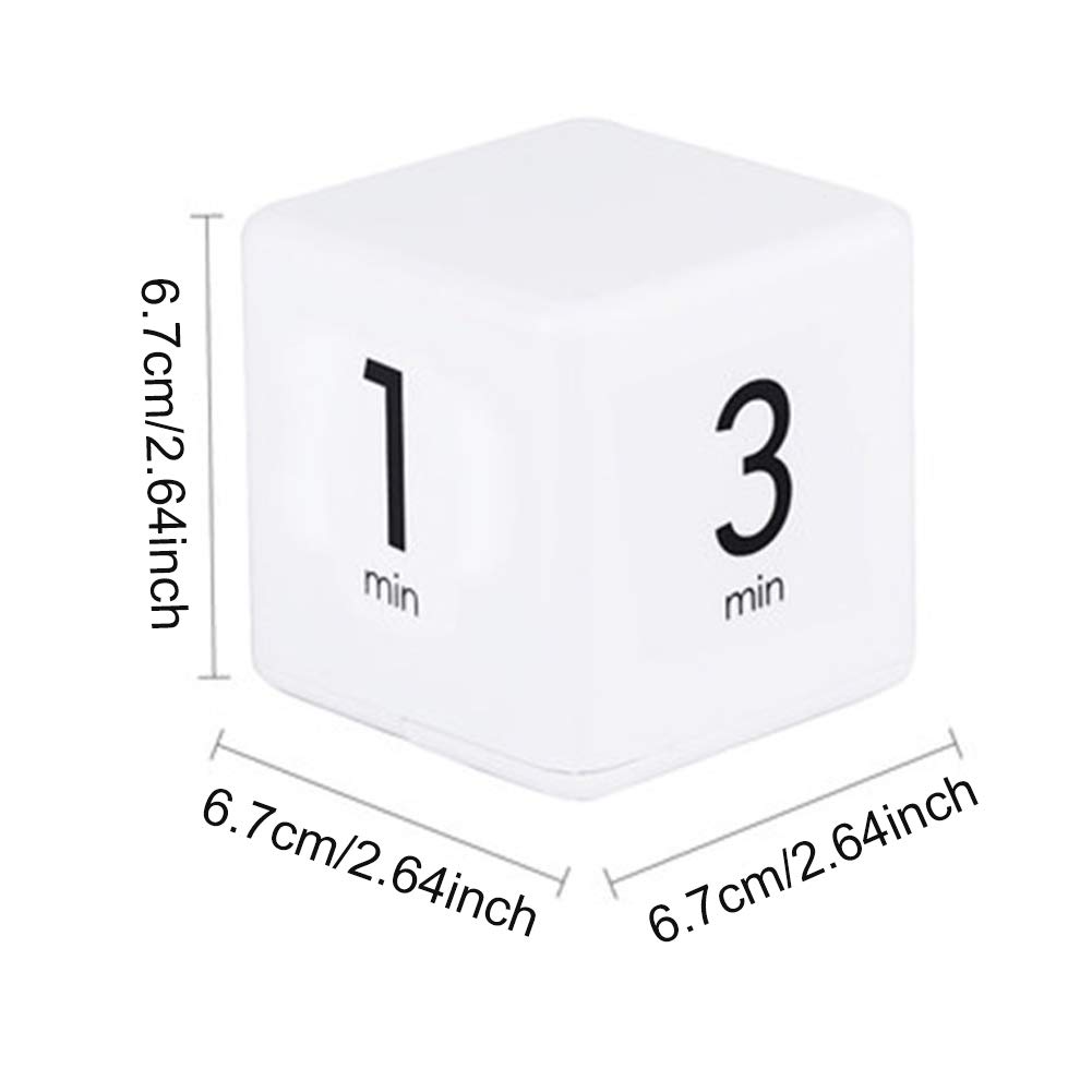 Cube Timer 5, 15, 30 and 60 Minutes for Time Management (White) Kitchen Timer, Kids Timer, Workout Timer with Adjusted Volume,Not Included Batteries