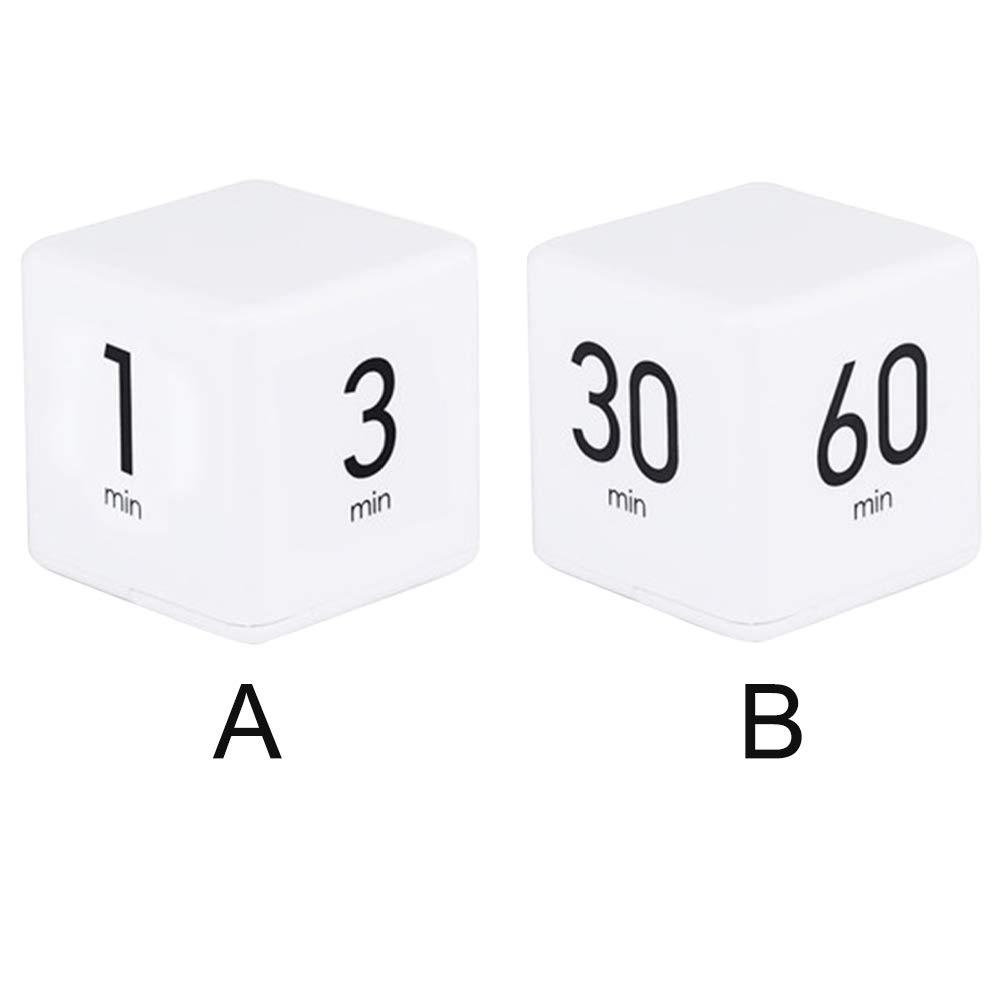 Cube Timer 5, 15, 30 and 60 Minutes for Time Management (White) Kitchen Timer, Kids Timer, Workout Timer with Adjusted Volume,Not Included Batteries