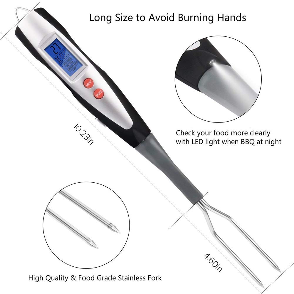 Meat Thermometer Digital Food Thermometer with Electronic Ready Alarm, Instant Read Thermometer Fork for BBQ Cooking Grilling Kitchen Gadgets Steak Pork