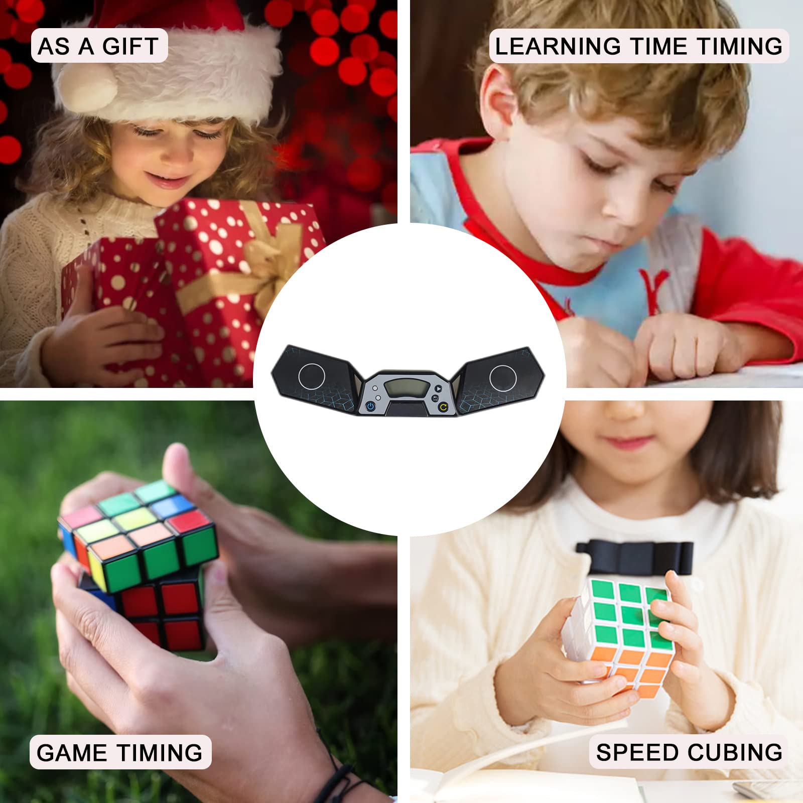 T-mark Speed Cube Timer with Connecting Wire, Touch Control Timer with Display, Professional Digital Timer Clock Machine for Race Competition Stack Game, Children Girls Boys Gift