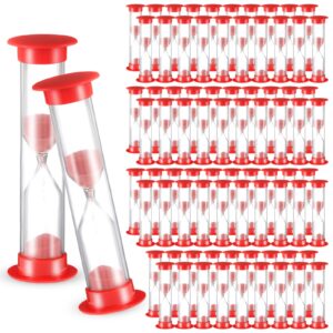 set of 80 1 minute sand timer small hourglass for classroom one minute sandglass clock red acrylic hourglass game timer for kids preschool teacher supplies, 3.35 x 0.98 x 0.98 inches