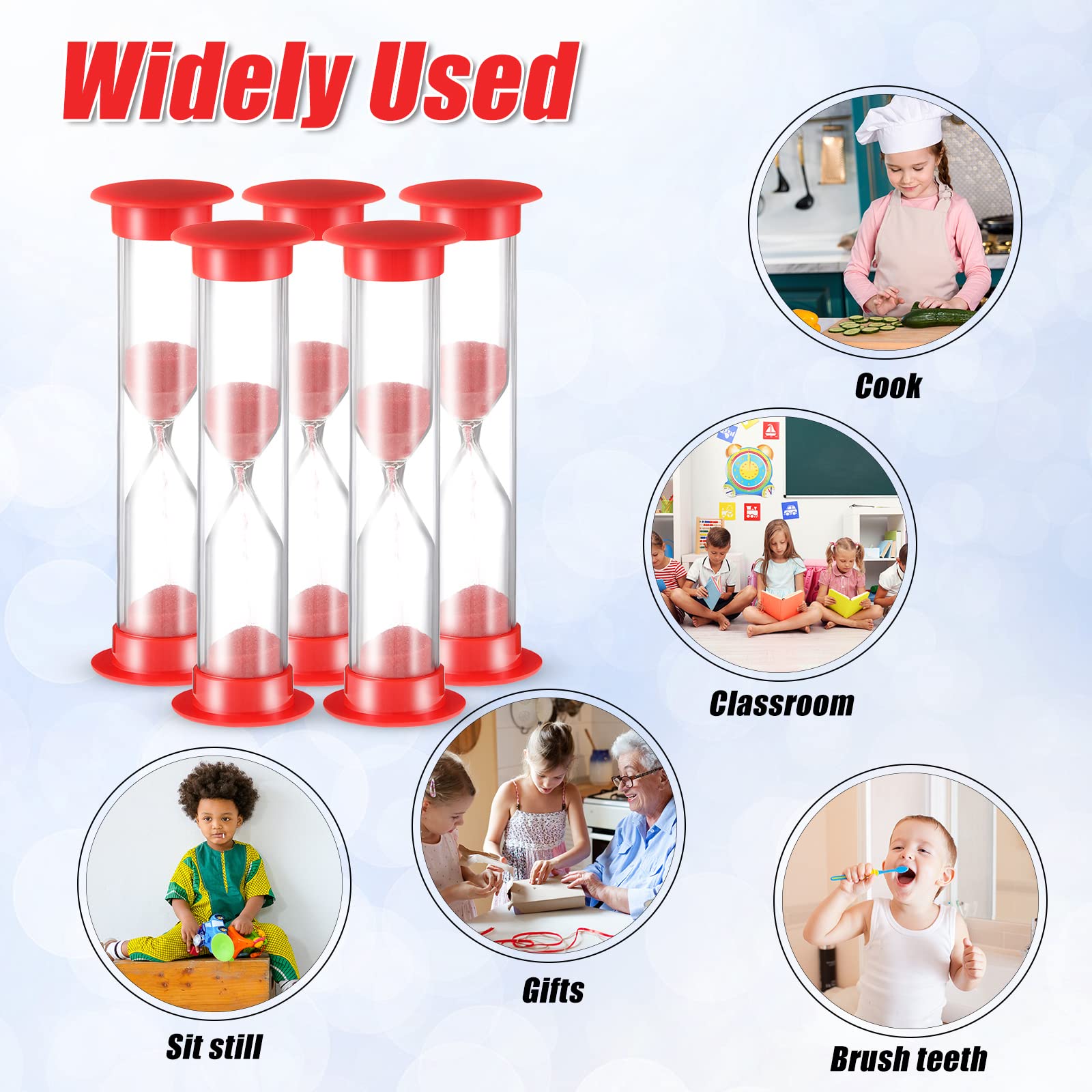 Set of 80 1 Minute Sand Timer Small Hourglass for Classroom One Minute Sandglass Clock Red Acrylic Hourglass Game Timer for Kids Preschool Teacher Supplies, 3.35 x 0.98 x 0.98 Inches