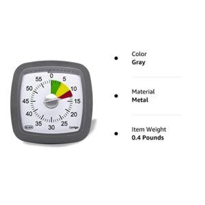 Lavigo 60 Minute Countdown Visual Timer for Adults Kitchen Cooking Kids Study Reading Classroom Teaching and Office, Three Colors Scale Designed, Quietly Count Time Management Tool(Gray)