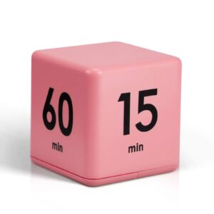 cube timers cube kitchen timer gravity sensor flip timer cube countdown timer 2.6 inch kids timer square workout timer exercise timer game timer 15-20-30-60 minutes for time management (pink)