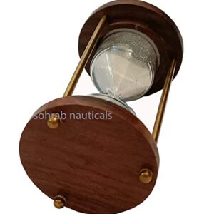 Sohrab Nauticals Wooden Brass Hourglass 4 inches 1 Minute Sand Timer | Sandglass | Sand Clock | Timer with Sparkling Natural White Sand for Home & Kitchen Office Table Desk || Rosewood sandtimer