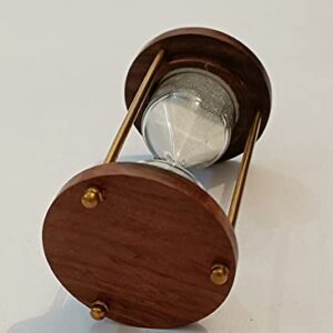 Sohrab Nauticals Wooden Brass Hourglass 4 inches 1 Minute Sand Timer | Sandglass | Sand Clock | Timer with Sparkling Natural White Sand for Home & Kitchen Office Table Desk || Rosewood sandtimer
