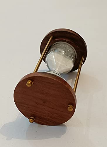 Sohrab Nauticals Wooden Brass Hourglass 4 inches 1 Minute Sand Timer | Sandglass | Sand Clock | Timer with Sparkling Natural White Sand for Home & Kitchen Office Table Desk || Rosewood sandtimer