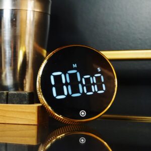 DRECO Magnetic Kitchen Timer: Black an Gold, Large LED Digital Display, Easy to use, Countdown and countup, Adjustable Volume.