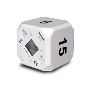 timecube plus preset timer with 4 led light alarm for time management, and countdown settings (white - 5,15,30,60 min)