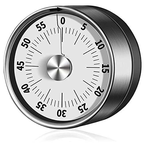 PMYEK Visual Timer-60-Minutes Mechanical Timer for Kitchen and Kids, Classroom Timer, Time Management Tool with Loud Alarm Sound & Stainless Steel for Teaching, Study, Exercise, Baking, Cooking, Frame