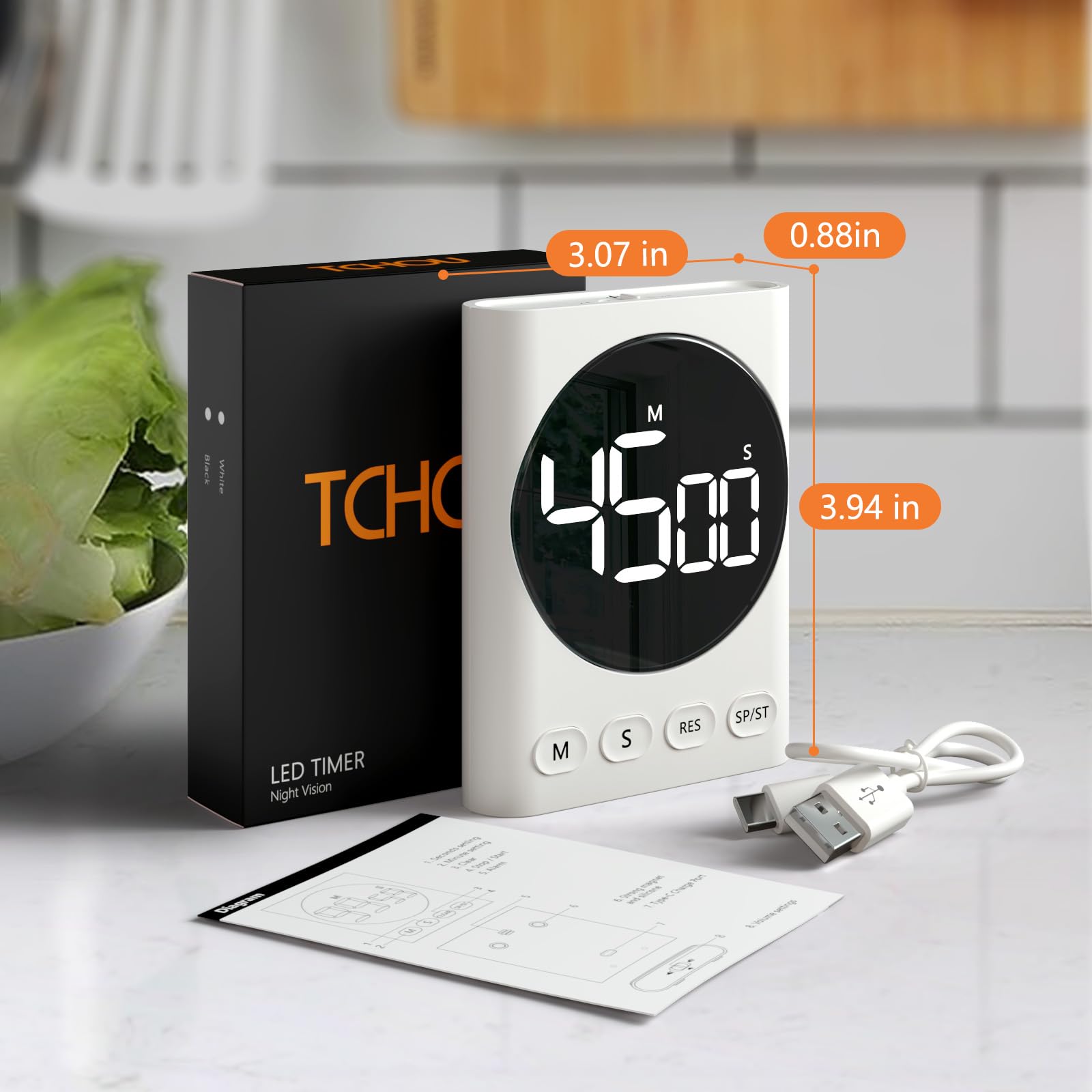 Timer,Classroom Timer for Kids,Magnetic Digital Stopwatch Clock Countdown Countup Timer with Large LED Display Volume Adjustable for Cooking,Exercise, Baking, Desk