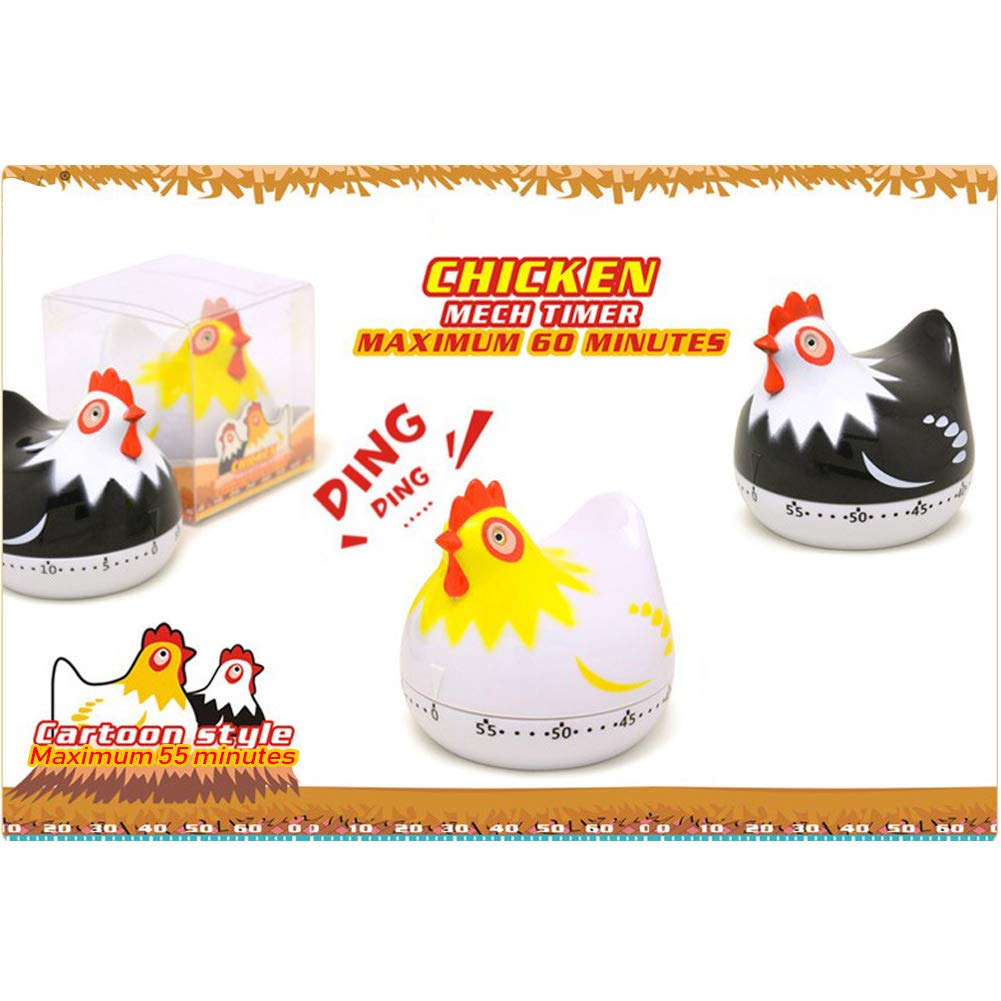 Chicken Timer Cute Cartoon Kitchen Timer Cooking Timer Reminder Countdown Baking Timer for Cooking Baking(White)