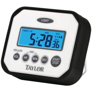 taylor n' drop digital timer with volume settings, one size, white