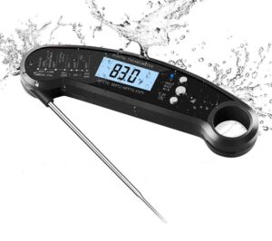 digital kitchen thermometer for bread, candy, yogurt, liquids, baking, bbq meat - instant read, waterproof magnetic body and wireless large probe with a bottle opener and backlit dial
