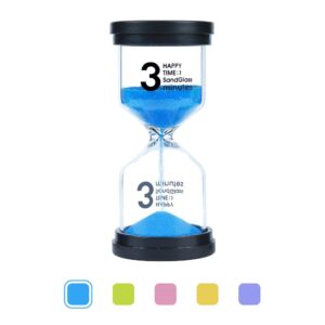 veoley 3 minutes sand timer hourglass sandglass sand clock for games classes toothbrushing workout - blue