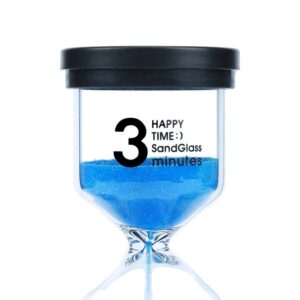 Veoley 3 Minutes Sand Timer Hourglass Sandglass Sand Clock for Games Classes Toothbrushing Workout - Blue