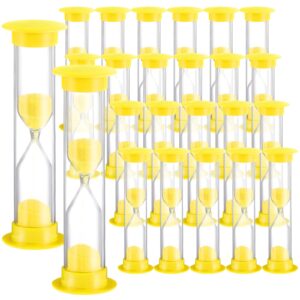 24 pcs 3 minute timer 3 minutes sand timer kids timer 3 mins timer for classroom acrylic covered hourglass clock toothbrush sand timer for school