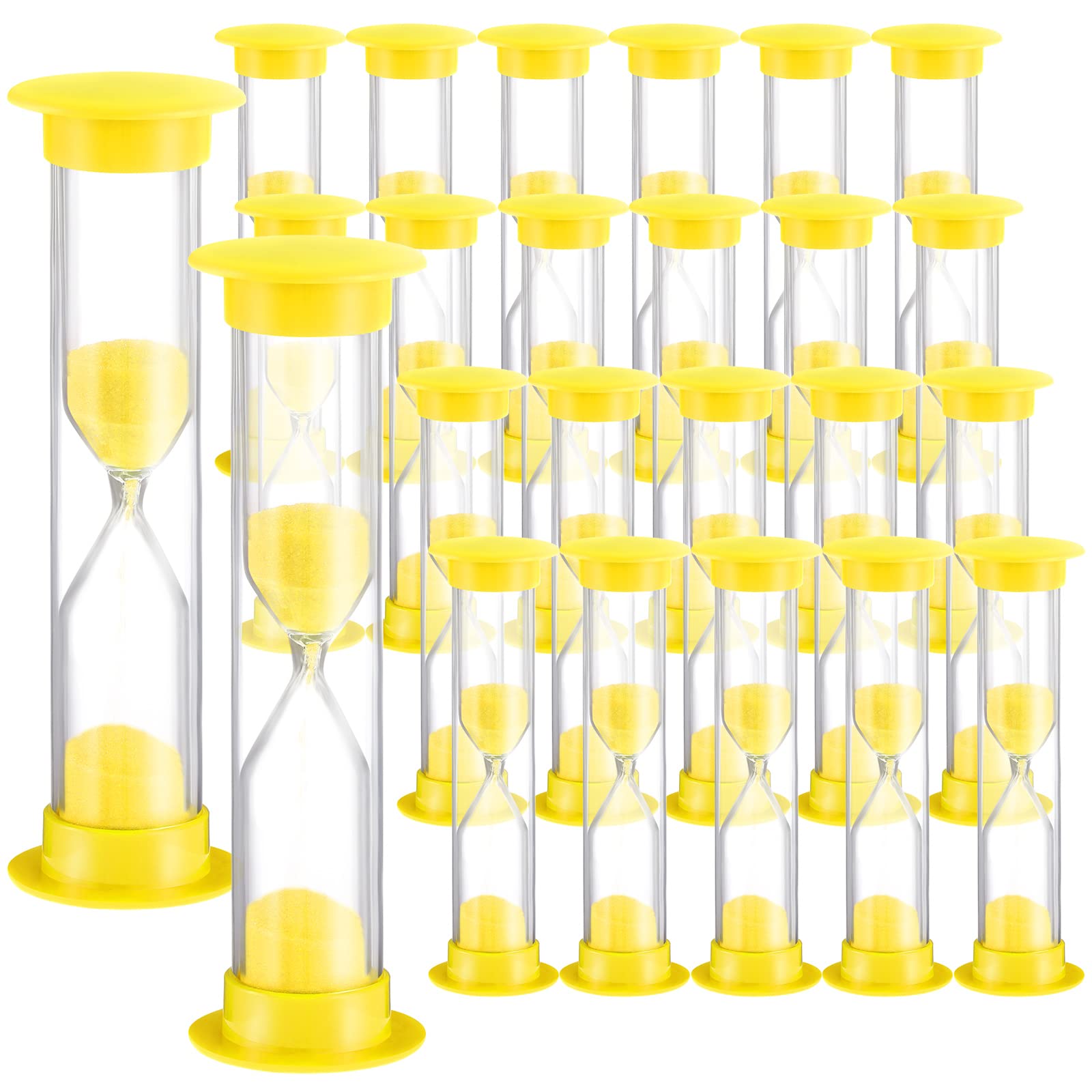 24 Pcs 3 Minute Timer 3 Minutes Sand Timer Kids Timer 3 Mins Timer for Classroom Acrylic Covered Hourglass Clock Toothbrush Sand Timer for School