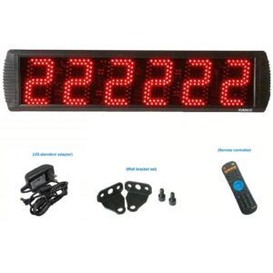 GANXIN Portable 5'' High 6 Digits LED Race Clock with Tripod for Running Events, Countdown/up Digital Race Timer, 12/24-Hour Real Time Clock, Stopwatch by Remote Control, Red Color