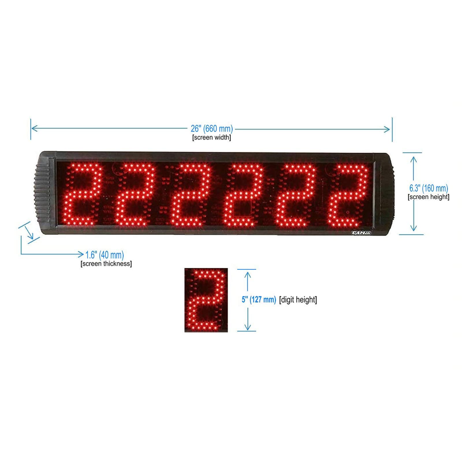 GANXIN Portable 5'' High 6 Digits LED Race Clock with Tripod for Running Events, Countdown/up Digital Race Timer, 12/24-Hour Real Time Clock, Stopwatch by Remote Control, Red Color