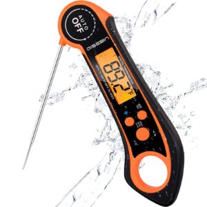 qisebin digital meat thermometers for cooking grilling - ipx7 waterproof instant read food thermometer for meat, deep frying, baking, outdoor & bbq (orange)