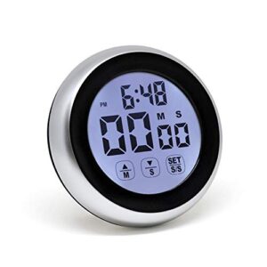 mooas led digital cooking timer tc2 (black), kitchen timer, stop watch, timer with backlight touch screen magnetic back alarm clock