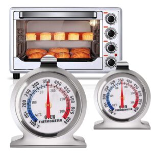 oven thermometer oven grill fry chef smoker thermometer instant read stainless steel thermometer kitchen cooking thermometer with hook and panel base hang for kitchen home cooking baking bbq (2 pack)