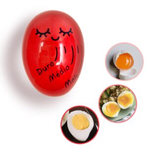 boiled egg timer, heat sensitive hard, medium, soft boiled color changing reusable safe, durable (red)