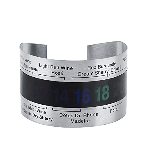 Wine Temperature Bracelet Stainless Steel Thermometer Bottle Beer Temperature Bracelet Sensor for Beer Home Brewing, Makes a Great Gift