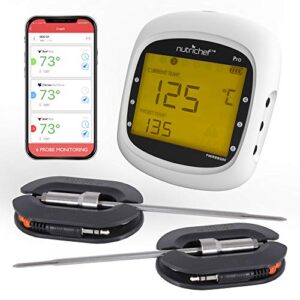 upgraded barbecue thermometer temperature probes - 2 pcs stainless steel for nutrichef pwirbbq80 bluetooth wireless bbq digital thermometer - works w/ all kinds of meat - nutrichef