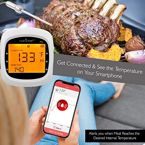 Upgraded Barbecue Thermometer Temperature Probes - 2 Pcs Stainless Steel for NutriChef PWIRBBQ80 Bluetooth Wireless BBQ Digital Thermometer - Works w/ All Kinds of Meat - NutriChef