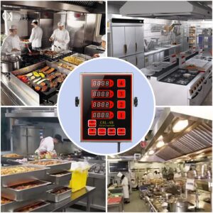 Li Bai 4 Channels Commercial Kitchen Timer Restaurant Timers Multi-Function Digital Timer with Loud Alarm 4 Events Adjustable Cooking Reminder Stainless Steel 110V for Home Kitchen Restaurant