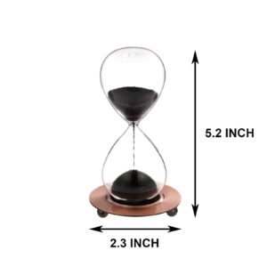 SuLiao Magnetic Hourglass 5 Minute Sand Timer: Large Sand Clock Five Minute with Black Magnet Iron Powder & Metal Base, Sand Watch 5 Min, Hour Glass Sandglass for Office Desk Home Decorative