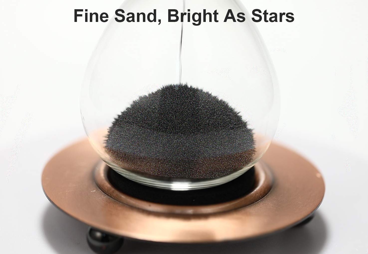 SuLiao Magnetic Hourglass 5 Minute Sand Timer: Large Sand Clock Five Minute with Black Magnet Iron Powder & Metal Base, Sand Watch 5 Min, Hour Glass Sandglass for Office Desk Home Decorative