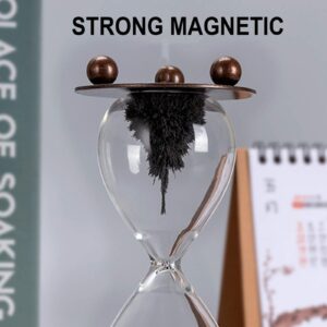 SuLiao Magnetic Hourglass 5 Minute Sand Timer: Large Sand Clock Five Minute with Black Magnet Iron Powder & Metal Base, Sand Watch 5 Min, Hour Glass Sandglass for Office Desk Home Decorative