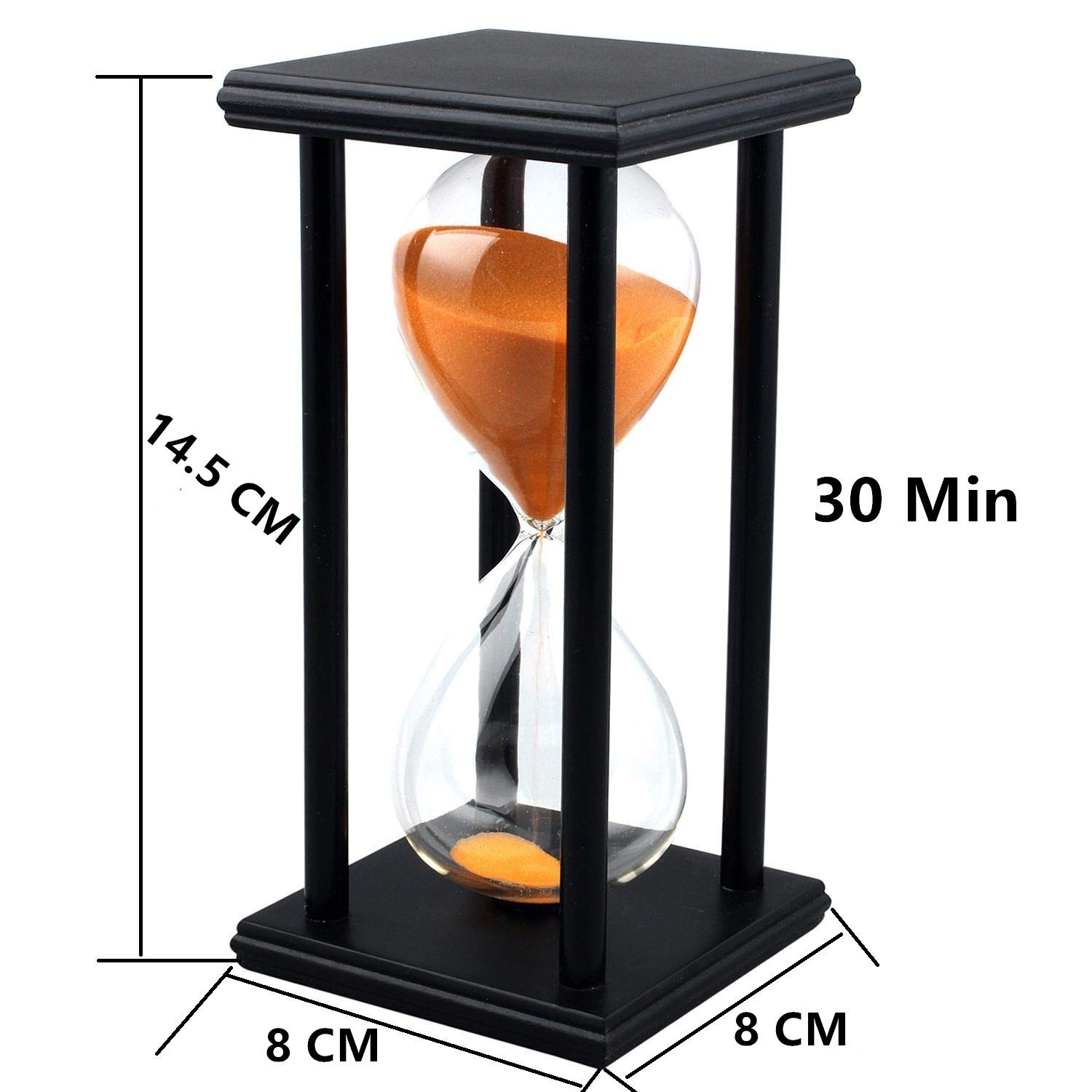 Sandglass 30 Minutes Timer Hourglass for Ornament Decoration Restaurant Living Room Home Closet Office Desk Bedroom Party Festival Christmas Wooden Frame Sand Timer Clock Orange