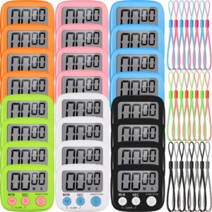 24 packs small digital kitchen timer magnetic back and switch minute second count up countdown big lcd display loud alarm for teacher cooking baking kids