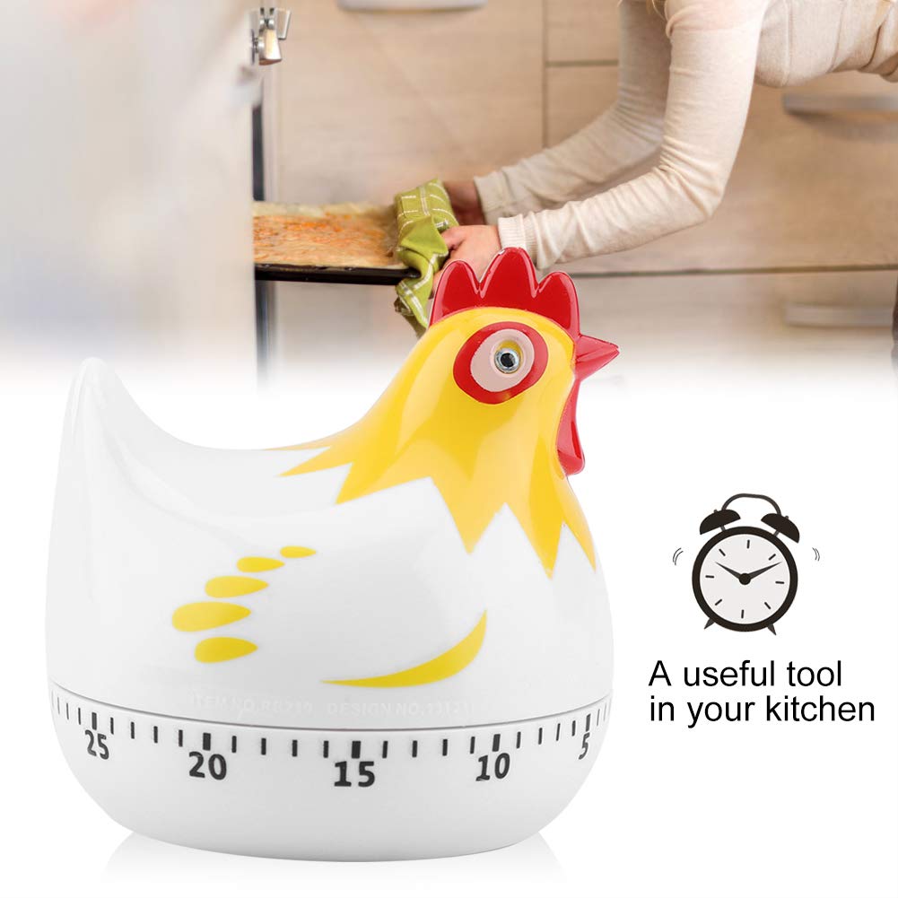 Chicken Pattern Timer, Chicken Pattern Countdown Kitchen Timer Reminder for Cooking Baking(White)