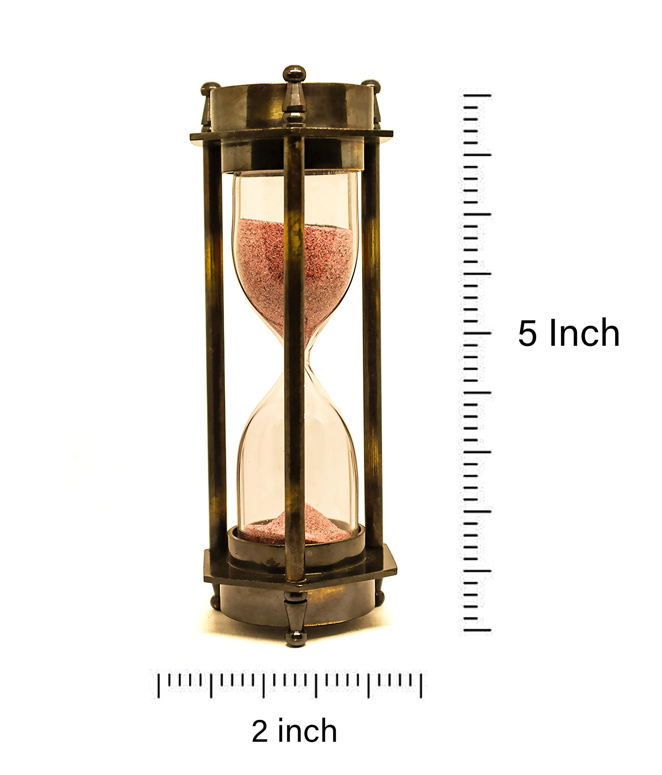 Dual Face Compass 5 Inch Antique 5 Minute Sand Timer Hourglass for Home Decor Gift